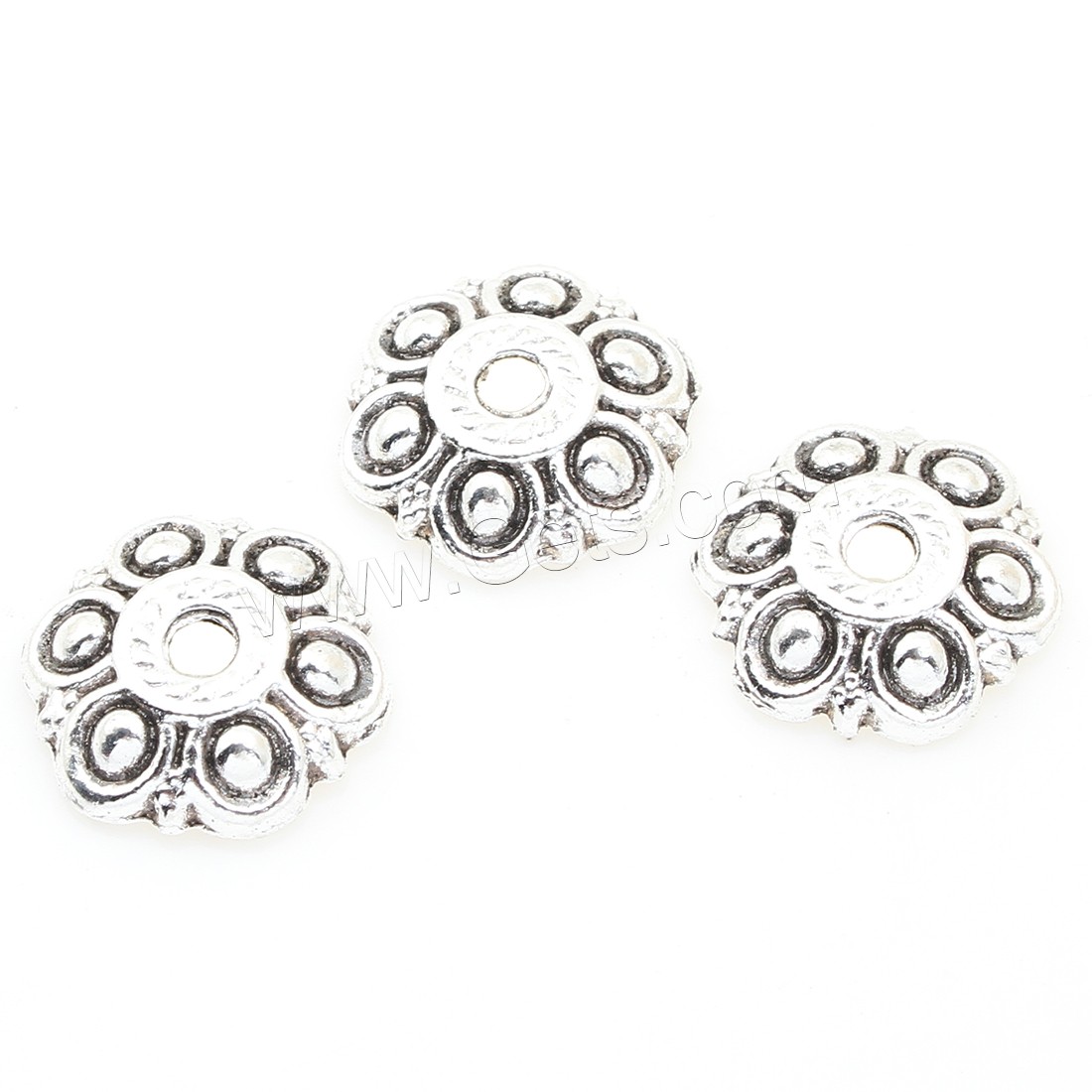 Tapa de abalorio de aleación de zinc, Flor, chapado en color de plata antigua, libre de níquel, plomo & cadmio, 13*3mm, aproximado 375PCs/Bolsa, Vendido por Bolsa