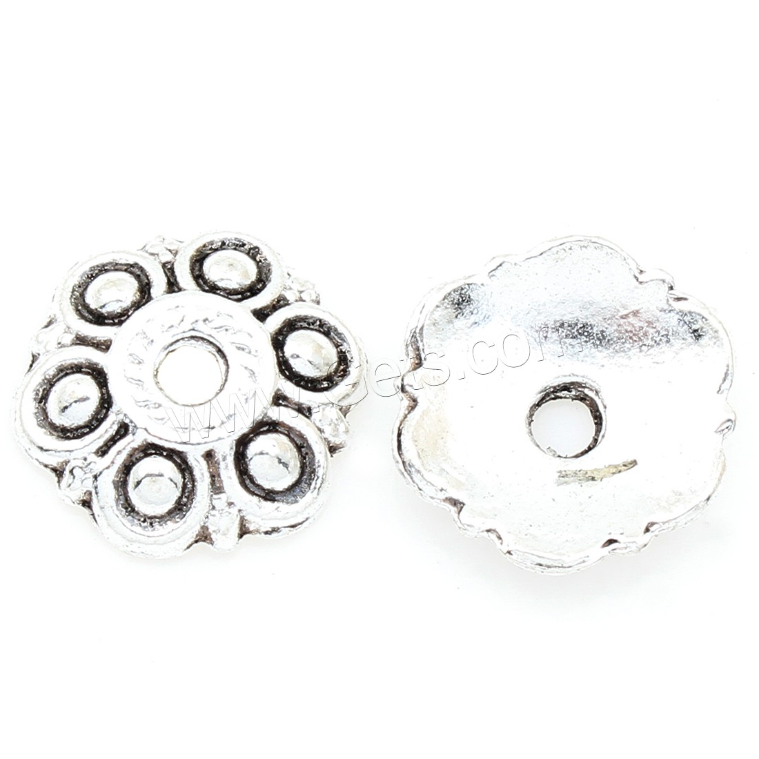 Tapa de abalorio de aleación de zinc, Flor, chapado en color de plata antigua, libre de níquel, plomo & cadmio, 13*3mm, aproximado 375PCs/Bolsa, Vendido por Bolsa