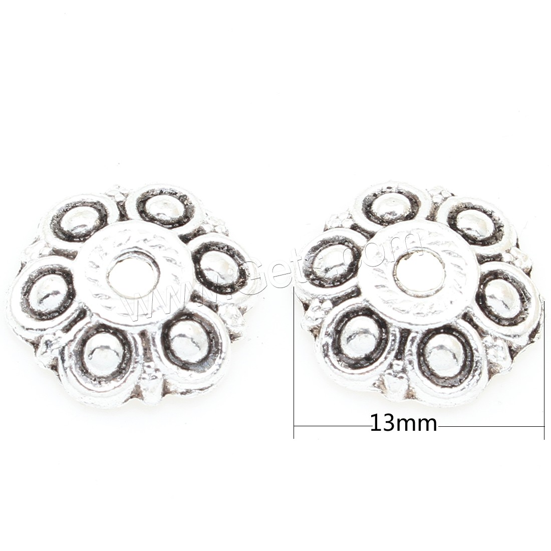 Zinc Alloy Bead Caps, Flower, antique silver color plated, nickel, lead & cadmium free, 13*3mm, Approx 375PCs/Bag, Sold By Bag