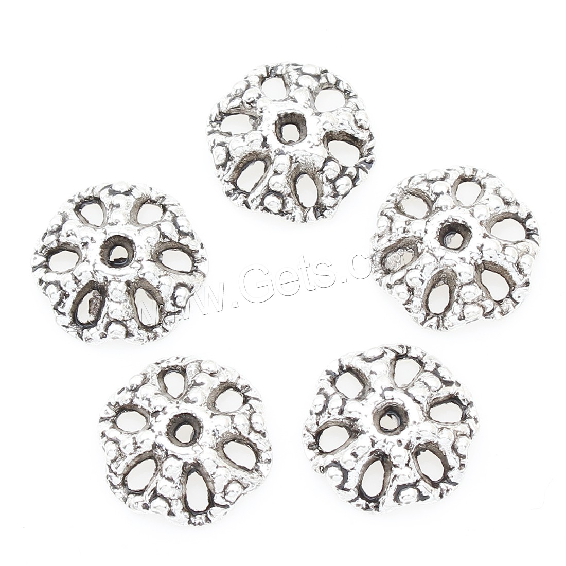 Tapa de abalorio de aleación de zinc, Flor, chapado en color de plata antigua, libre de níquel, plomo & cadmio, 12*3mm, aproximado 750PCs/Bolsa, Vendido por Bolsa