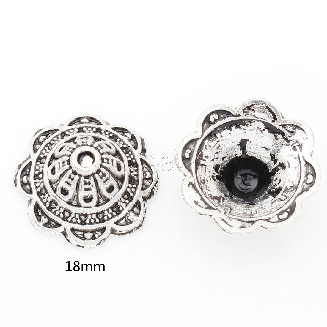 Zink Legierung Perlenkappen, Zinklegierung, Blume, plattiert, keine, 18*7mm, Bohrung:ca. 2mm, ca. 250PCs/Tasche, verkauft von Tasche