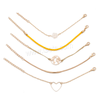 aleación de zinc Pulsera, con Hilo de algodón, aleación de cinc cierre de langosta, chapado, diferentes estilos para la opción & para mujer, Vendido por Set