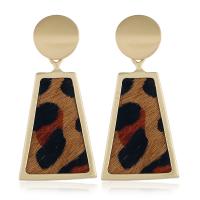 Zinc Alloy Drop Earring, plated, for woman & leopard pattern, golden 