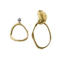 Zinc Alloy Asymmetric Stud Earrings, gold color plated, for woman & with rhinestone  