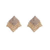 Zinc alliage strass Stud Earring, alliage de zinc, Alliage de zinc puce boucle d'oreille, Placage, pour femme & avec strass, plus de couleurs à choisir, 40mm, Vendu par paire