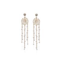 Boucle d'oreille en alliage de zinc en plastique perle, avec perle de plastique, Alliage de zinc puce boucle d'oreille, Placage de couleur d'or, pour femme & avec strass Vendu par paire