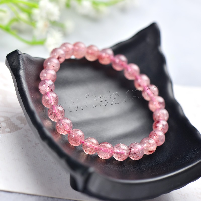 Strawberry Quartz Bracelet, Round, natural, different size for choice & for woman, pink, Sold By Strand