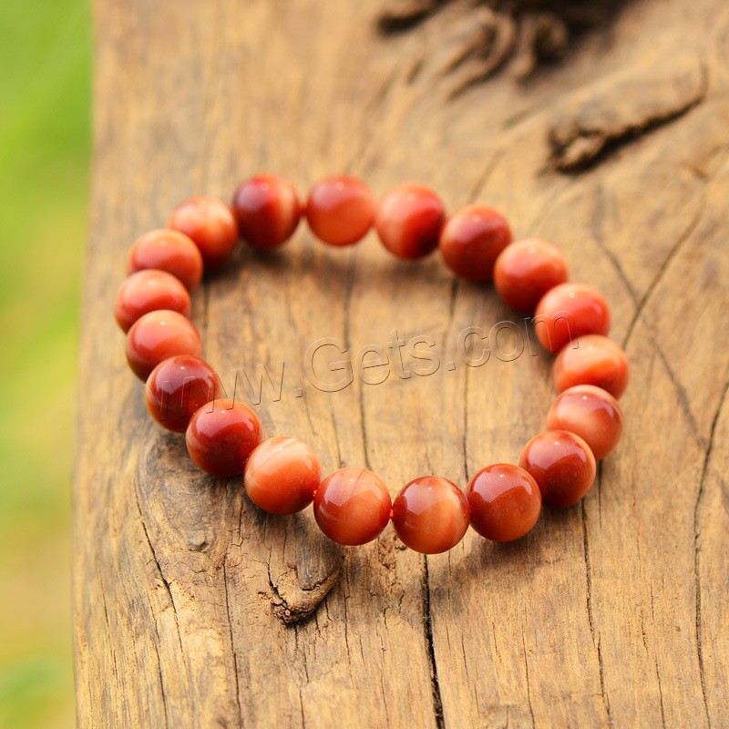 Tiger Eye Stone Bracelets, Round, natural, Unisex & different size for choice, orange, Sold By Strand