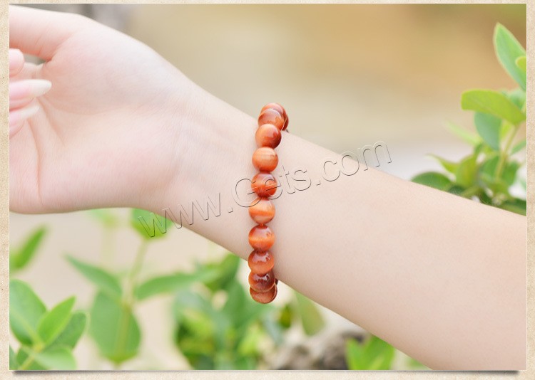 Tiger Eye Stone Bracelets, Round, natural, Unisex & different size for choice, orange, Sold By Strand