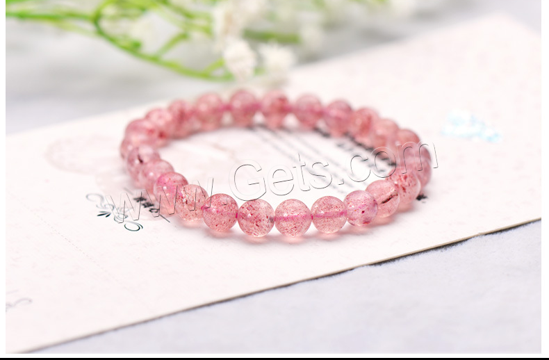 Strawberry Quartz Bracelet, Round, natural, different size for choice & for woman, pink, Sold By Strand