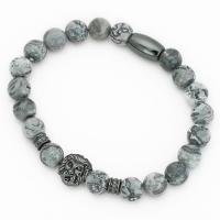 Marbre bracelet, avec alliage de zinc, lion, Placage, pour homme, plus de couleurs à choisir, protéger l'environnement, sans nickel, plomb et cadmium, 190mm, Vendu par brin