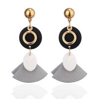 Zinc Alloy Drop Earring, with Cloth & Wood, plated, for woman 