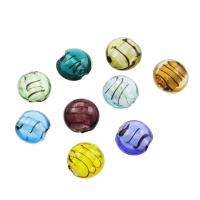 Perles murano faites à la main , chalumeau, Plat rond, poudre argentée, Couleur aléatoire, 15*9mm Environ 1mm, Environ Vendu par sac