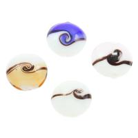 Perles murano faites à la main , chalumeau, Plat rond, Couleur aléatoire, 16*10mm Environ 1mm Vendu par sac