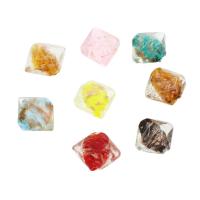 Goldsand Lampwork Perlen, Rhombus, Zufällige Farbe, 24x20x11mm, Bohrung:ca. 2mm, 100PCs/Tasche, verkauft von Tasche