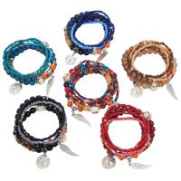 aleación de zinc Pulsera combinada, con Seedbead & resina, chapado en color de plata, para mujer, más colores para la opción, 28mm, longitud:aproximado 7 Inch, Vendido por Sarta