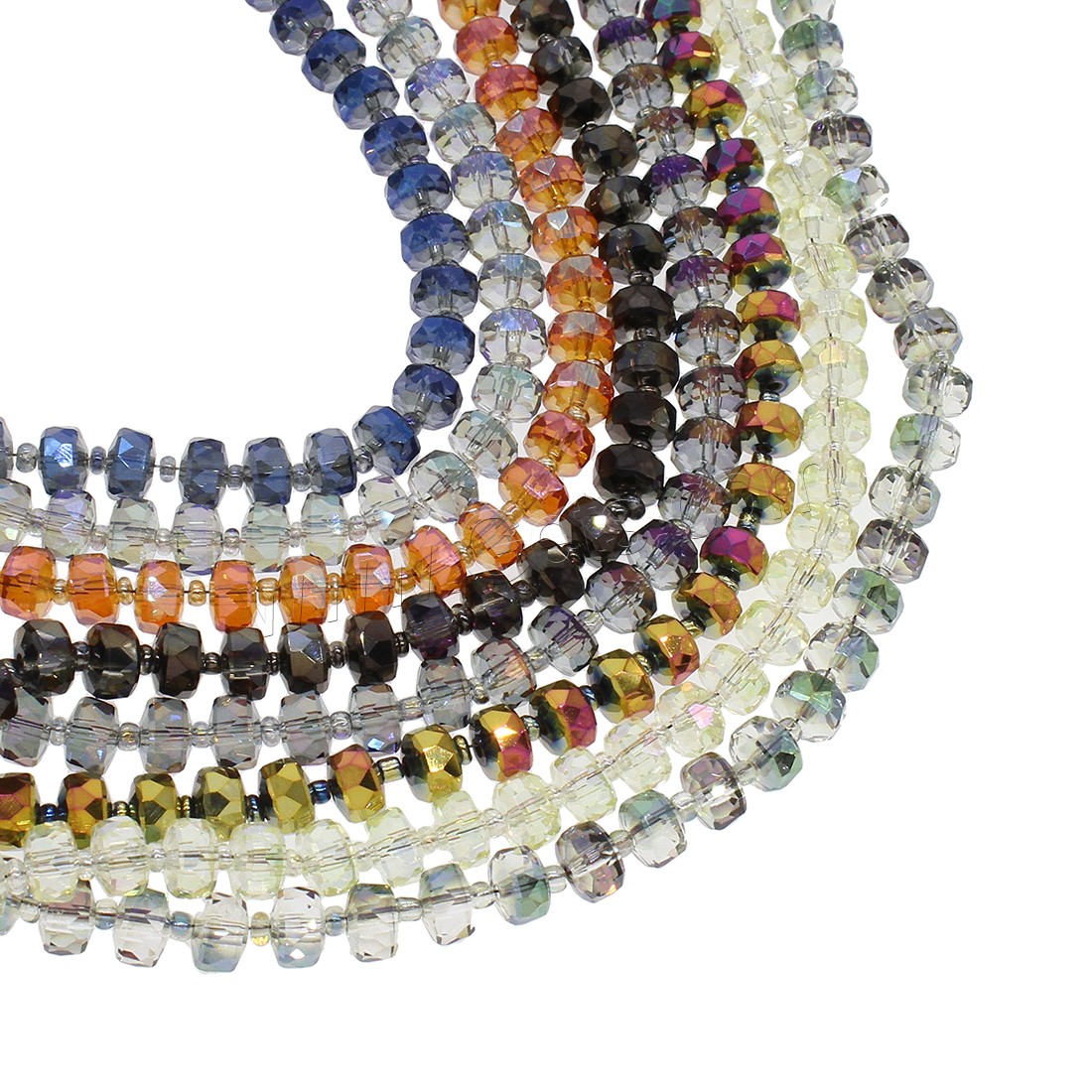 Fashion Crystal Beads, Wheel, colorful plated, different size for choice, more colors for choice, Hole:Approx 1mm, Length:Approx 21.25-22.83 Inch, Sold By Strand