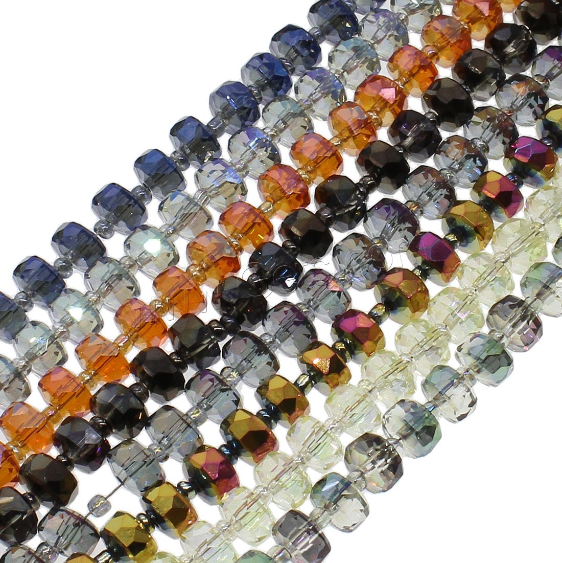 Fashion Crystal Beads, Wheel, colorful plated, different size for choice, more colors for choice, Hole:Approx 1mm, Length:Approx 21.25-22.83 Inch, Sold By Strand