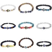 Gemstone Bracelets, with Tiger Eye & Zinc Alloy, Unisex 8mm .5 Inch 