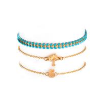 aleación de zinc Pulsera, chapado, tres piezas & ajustable & para mujer, dorado, 53mm,64mm, 3Strandsfilamento/Set, Vendido por Set