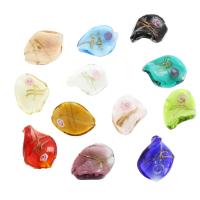 Goldsand Lampwork Perlen, Zufällige Farbe, 16x21x6mm, Bohrung:ca. 2mm, 100PCs/Tasche, verkauft von Tasche