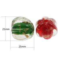 Goldsand Lampwork Perlen, Zufällige Farbe, 25x21x21mm, Bohrung:ca. 2mm, 100PCs/Paar, verkauft von Paar