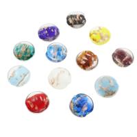 Perles de Murano sable d'or, chalumeau, Plat rond, normes différentes pour le choix, Couleur aléatoire, 30*13mm Environ 2mm Vendu par sac