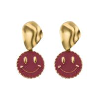 Enamel Zinc Alloy Drop Earring, with enamel, Smiling Face, plated, for woman & matte 