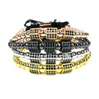 Laiton de bracelets de Woven Ball, avec corde en nylon, Placage, réglable & pavé de micro zircon & pour femme, plus de couleurs à choisir Environ 7.5 pouce, Vendu par brin