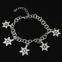 Moda pulseras de la aleación de Zinc, con 50 extender cadena, Copo de Nieve, hueco, 15*20*2mm,230mm, Vendido por Sarta