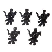 Colgantes Animales de Aleación de Zinc, Elefante, pistola de color negro chapado, hueco, 25x14mm, agujero:aproximado 2.5mm, 3PCs/Grupo, Vendido por Grupo