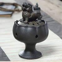 Porcelain Incense Burner, half handmade, for home and office & durable, black 