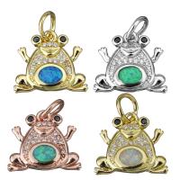 Animal Brass Pendants, with Opal, Frog, plated, micro pave cubic zirconia Approx 4.5mm 