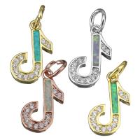 Cubic Zirconia Micro Pave Brass Pendant, with Opal, Music Note, plated, micro pave cubic zirconia Approx 4.5mm 