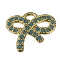 Cubic Zirconia Micro Pave Brass Pendant, Bowknot, high quality plated & micro pave cubic zirconia, gold Approx 1.5mm 