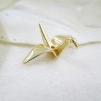 laiton Perles de curseur, Mille grues en Origami, Placage de couleur d'or, 23*15mm, Vendu par PC