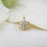 Cubic Zirconia Micro Pave Brass Pendant, Flower, gold color plated, micro pave cubic zirconia, 19*68mm 