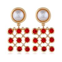 Plastic Pearl Zinc Alloy Earring, with Plastic Pearl, plated, for woman & with rhinestone 