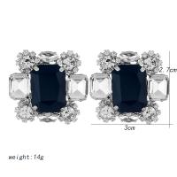 Zinc alliage strass Stud Earring, alliage de zinc, Placage, pour femme & avec strass, noire Vendu par paire