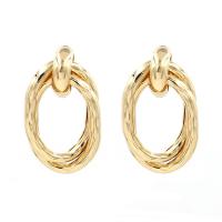 Pendientes de Perno de Aleación de Zinc, Patrón Geométrico, chapado, para mujer, dorado, 43x26mm, Vendido por Par