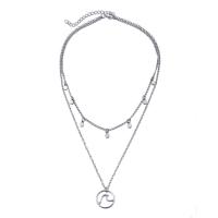 Zinc Alloy Necklace, silver color plated, Double Layer & Adjustable & for woman, 20mm  