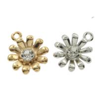 Zinc Alloy Rhinestone Pendants, Flower, plated, with rhinestone Approx 2mm 