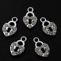 Zinc Alloy Rhinestone Pendants, Lock, platinum color plated, with rhinestone Approx 2mm 