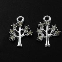 Zinc Alloy Rhinestone Pendants, Tree, platinum color plated, with rhinestone Approx 2mm 