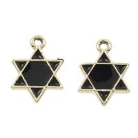 Zink Legierung Emaille Anhänger , Zinklegierung, Hexagram, goldfarben plattiert, schwarz, 11x17x1mm, Bohrung:ca. 2mm, 1000PCs/Tasche, verkauft von Tasche