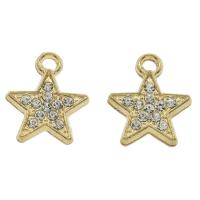 Zinc Alloy Star Pendant, gold color plated, with rhinestone Approx 2mm 