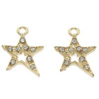 Zinc Alloy Star Pendant, gold color plated, with rhinestone Approx 2mm 