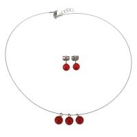 Fashion Stainless Steel Jewelry Sets, Stud Earring & necklace, with 1Inch extender chain, for woman, original color 0.5mm,6mm Approx 15 Inch 