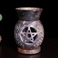 Marble Incense Burner, Tower, Carved, for home and office & durable & vintage, grey 