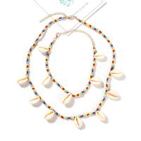 Seedbead collier, avec coquille, Placage, pour femme, multicolore Environ 29.5 pouce, Vendu par brin